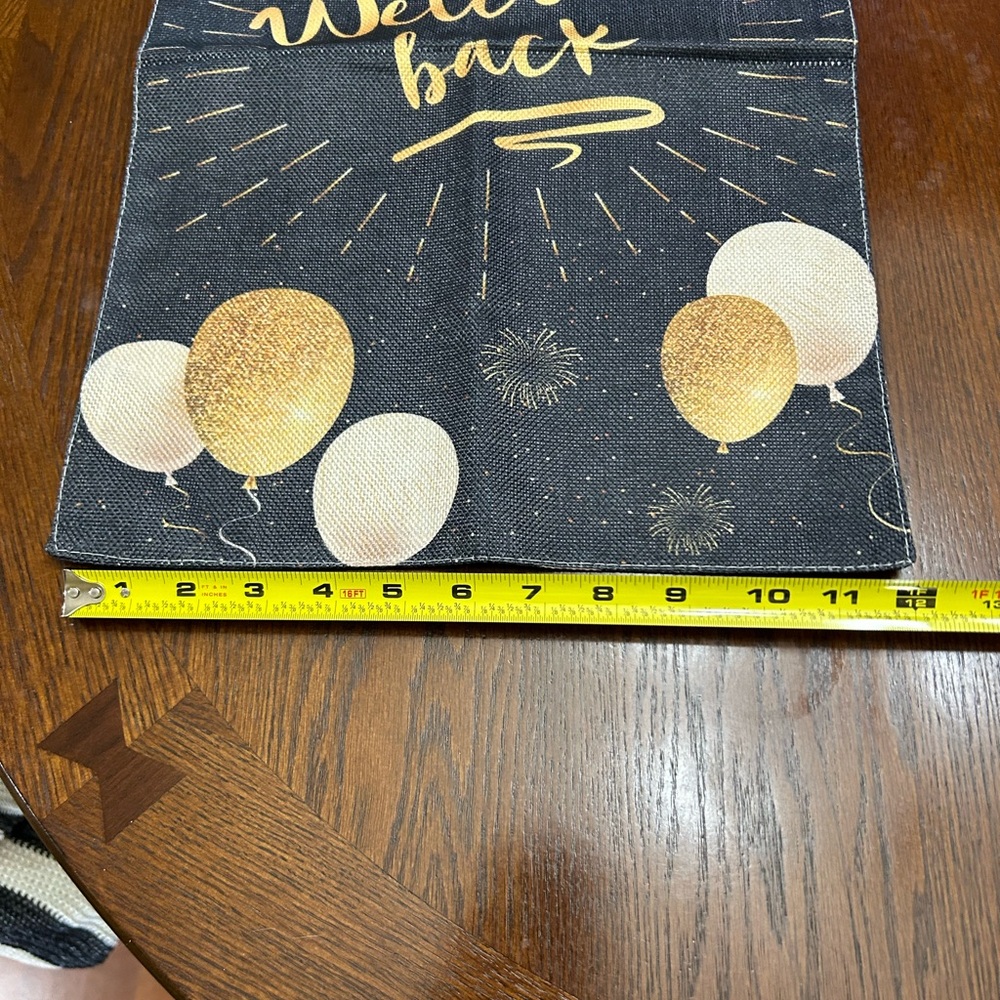 Gold Script 'Welcome Back' Party Banner on Black - Picture 4 of 4